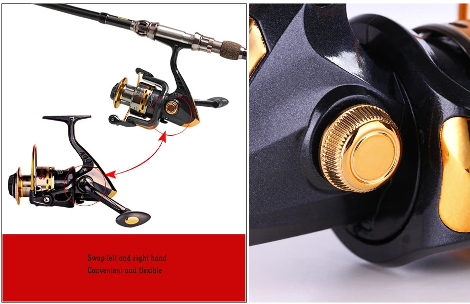 Sougayilang Telescopic Fishing Combo 1.8m 2.1m 2.4m Carbon Fiber Rod and 5.5:1 13+1BB Spinning Fishing Reel Fishing Kit Pesca