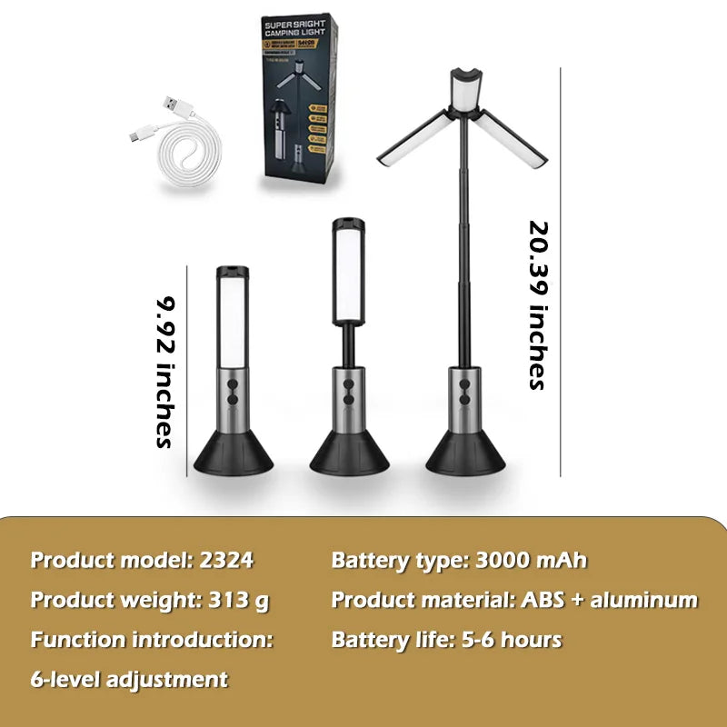 Outdoor Retractable Camping Lamp – 1000 Lumen LED Rechargeable | Field to Peak.