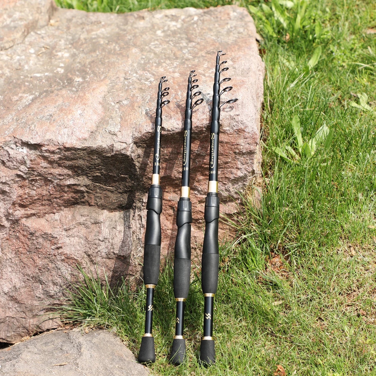Sougayilang Telescopic Fishing Combo 1.8m 2.1m 2.4m Carbon Fiber Rod and 5.5:1 13+1BB Spinning Fishing Reel Fishing Kit Pesca