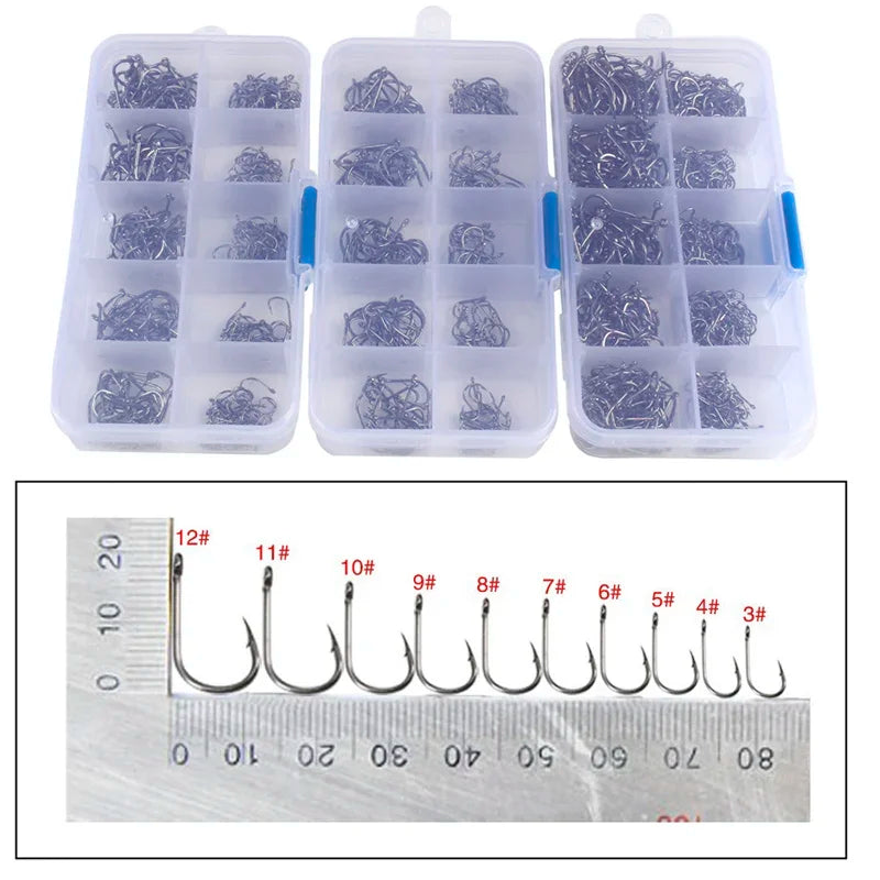 Heavy Duty Fishing Hooks Set – High Carbon Steel Barbed Hooks for Saltwater & Freshwater Fishing