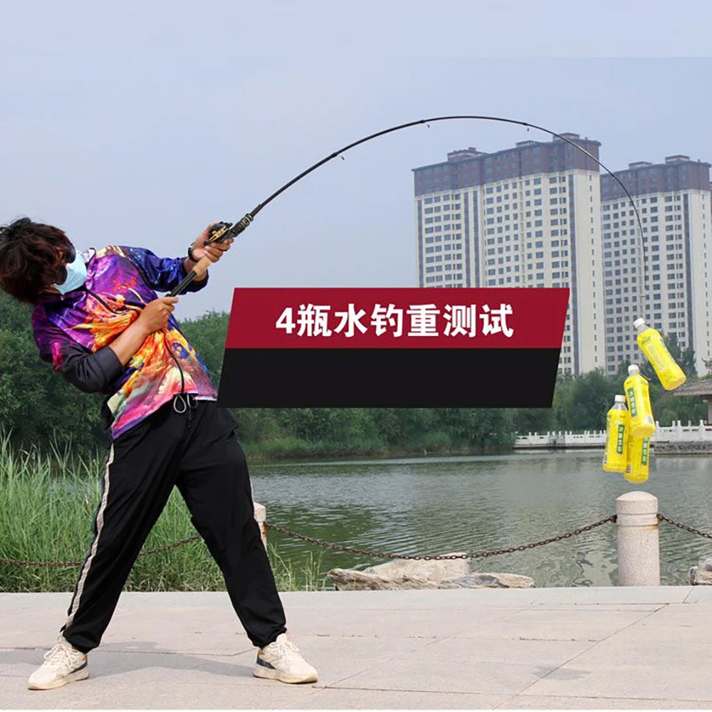 Ultra Lightweight Telescopic Baitcasting Fishing Rod – Carbon Fiber Spinning & Casting Rod with Wooden Handle