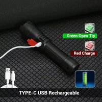 2PCs High Power LED Flashlight USB Rechargeable Tactical Torch