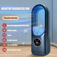 Portable Mini Air Cooler Fan – USB Bladeless Cooling Fan with 6 Speeds & Timer