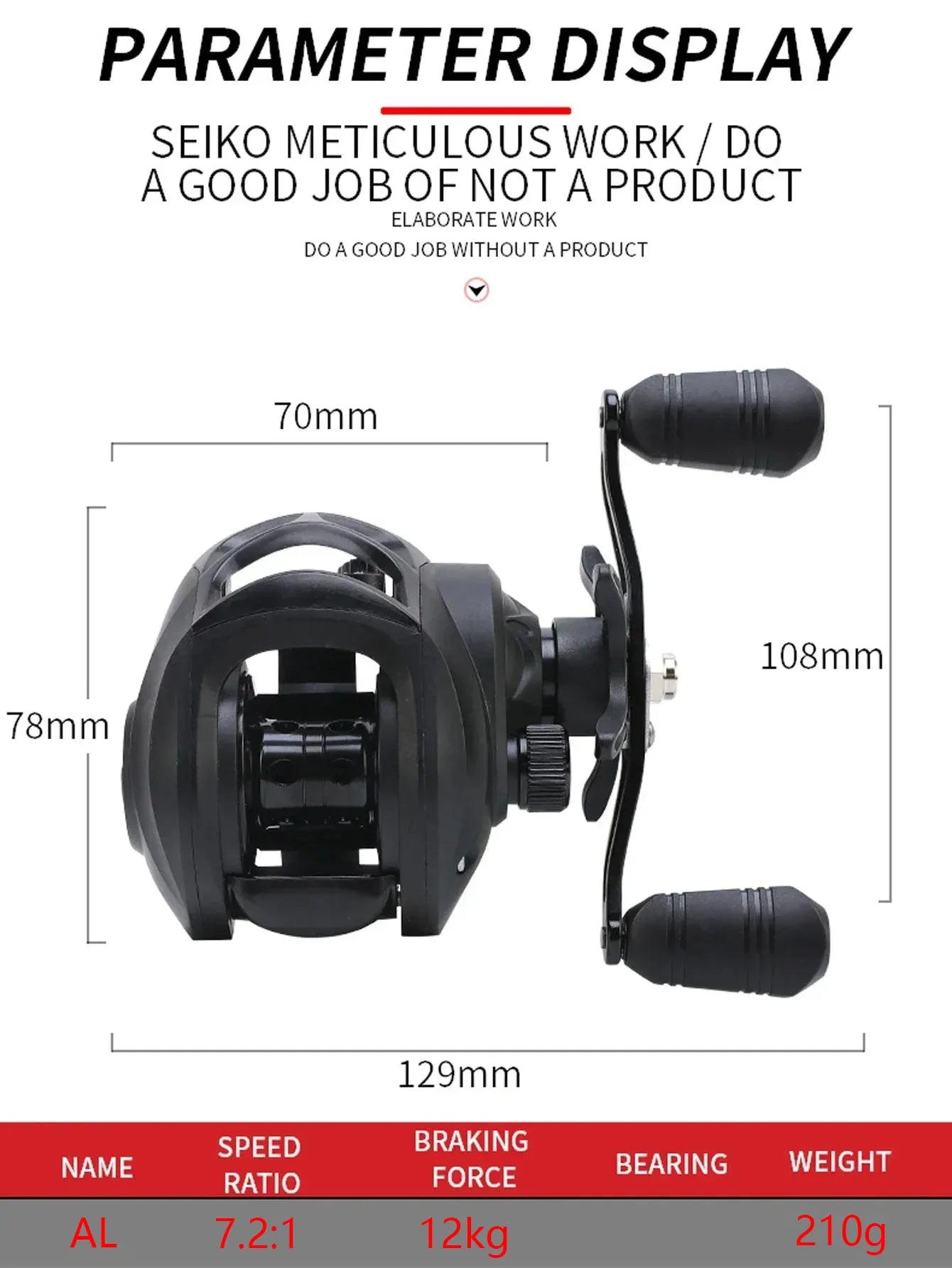 Ultra Lightweight Baitcasting Reel – High Speed Magnetic Brake Fishing Reel (12KG Max Drag)