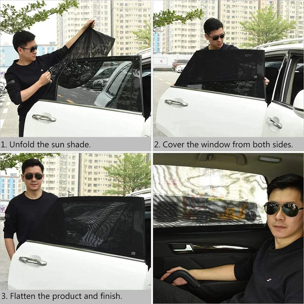 Car Window Sunshade Mosquito Net Set – Breathable UV Protection Screens for Front & Rear Windows (2PCS/4PCS)
