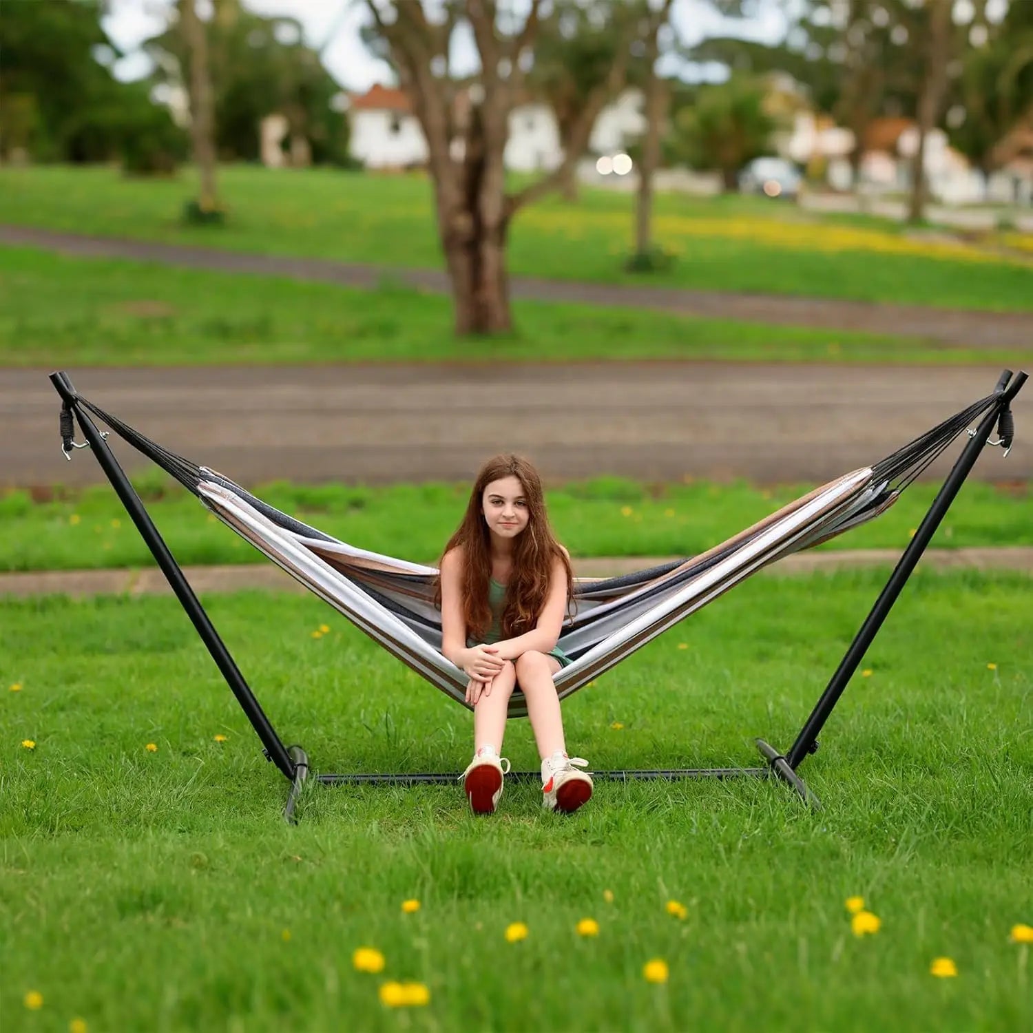 Double Hammock with Steel Stand & Carry Bag