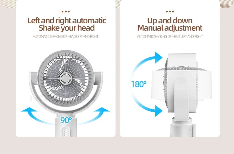 360° Quiet Floor Fan – Powerful Adjustable Height Standing Fan with Remote Control
