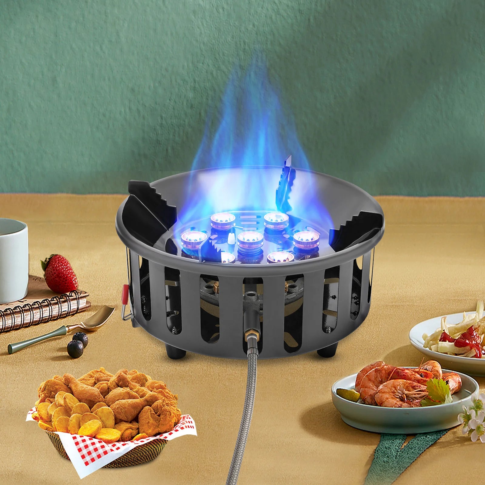 7-Core Camping Stove 21000W High-Power with Electronic Ignition
