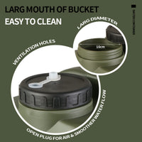 15/20L Water Bucket Large Capacity Portable Camp Water Bag with Detachable Faucet No Leakage for Camping Fishing Picnic Hiking