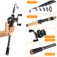Heavy Duty Telescopic Baitcasting Rod & Reel Combo – Full Fishing Kit with Carry Bag