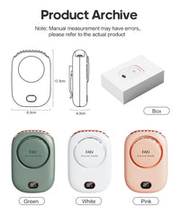 Portable Bladeless Neckband Fan – USB Rechargeable Mini Hanging Neck Fan for Travel & Outdoor Use