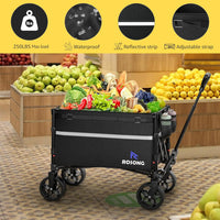 Foldable Wagon Cart with Wheels, Heavy Duty Utility for Grocery Shopping, Camping, Garden & Sports (Black, 120L)