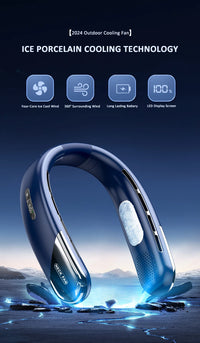 Wearable Neck Fan with LED Display – 360° Portable Cooling Fan, 5 Speeds & Low Noise Design