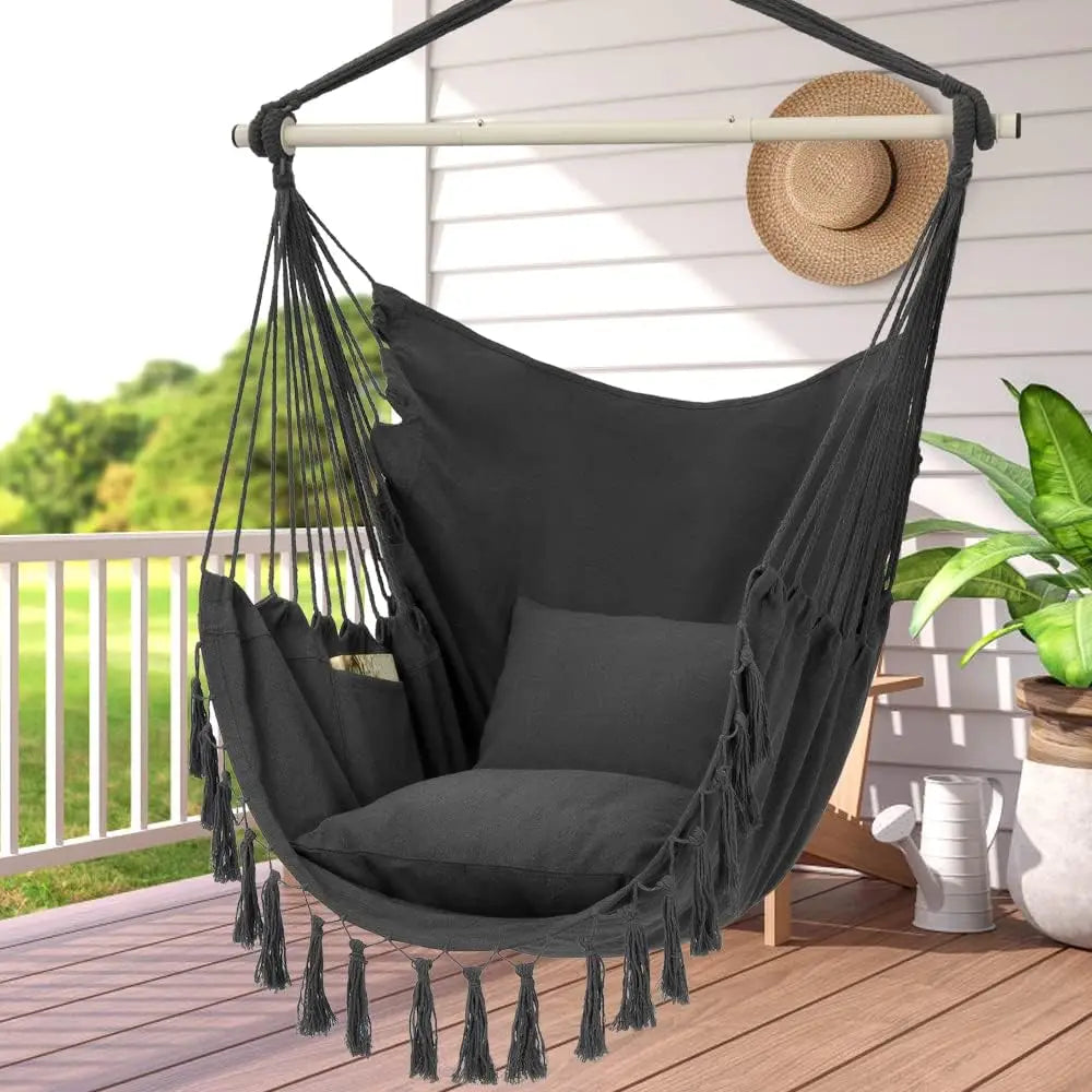 Heavy Duty Macrame Hanging Chair with Cushions