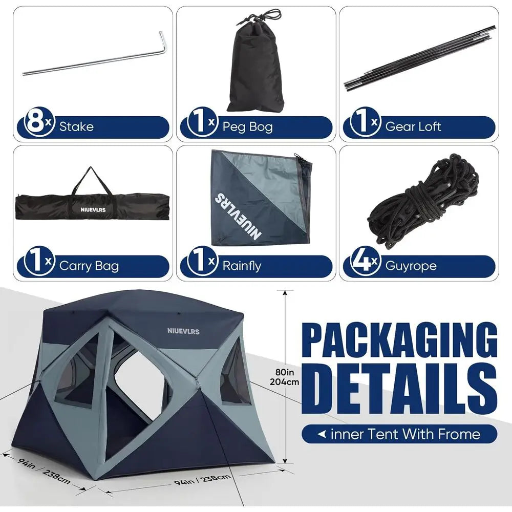 4 Person Quick Setup Camping Tent – Waterproof Wind Resistant Portable Shelter for Outdoor Camping & Hiking