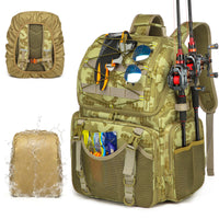 45L Heavy Duty Fishing Backpack Cooler – Waterproof Tackle Storage Bag with Rod Holders & Rain Cover
