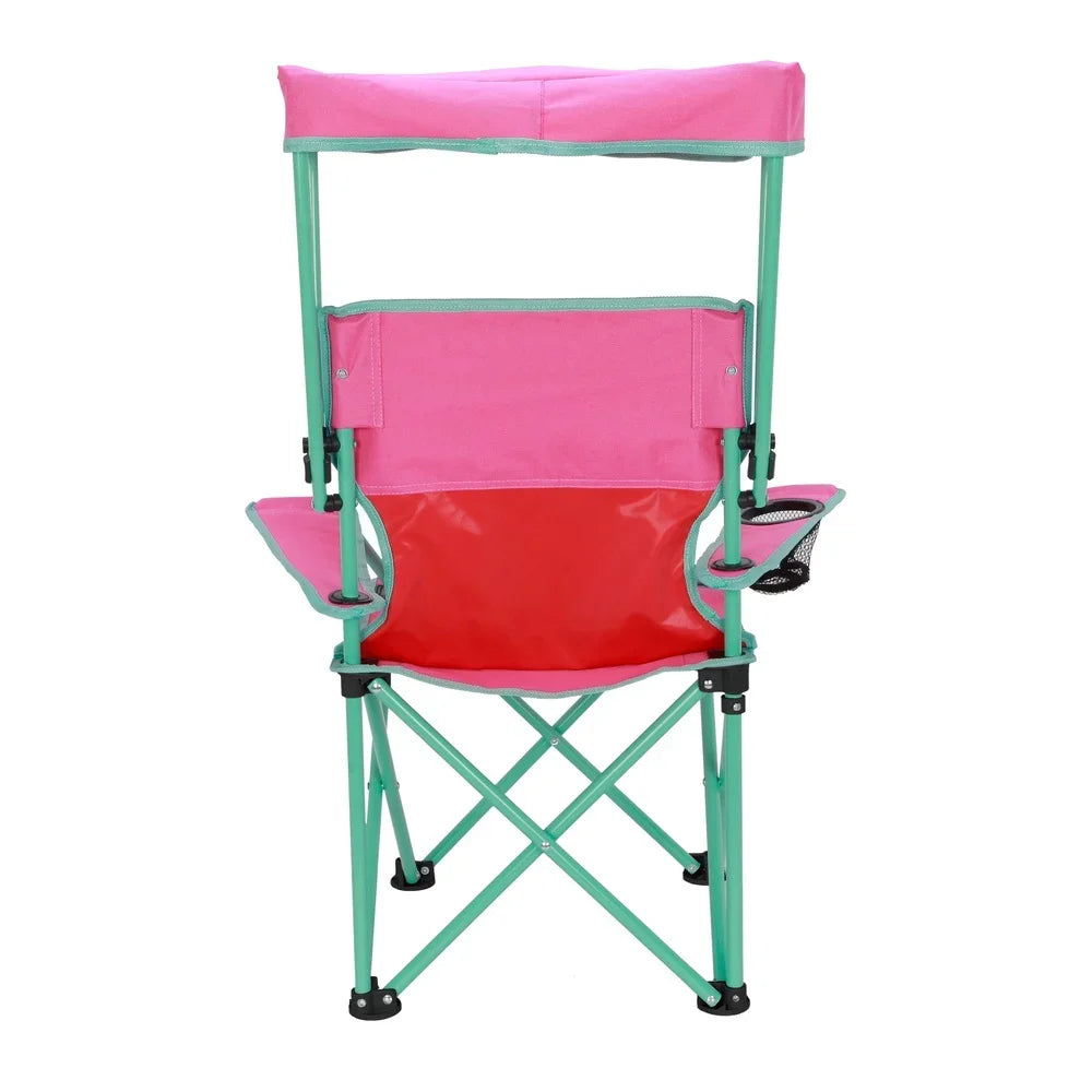 Kids Canopy Camp Chair with Safety Lock - 125lb Capacity (Pink/Green)