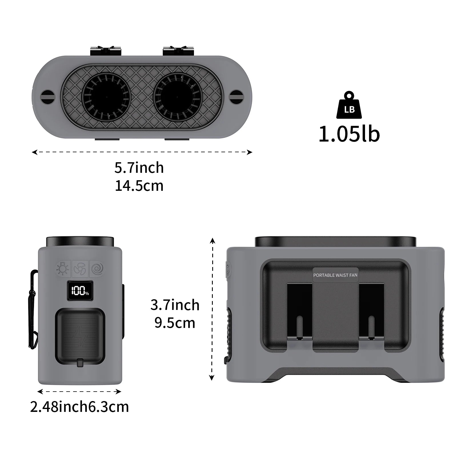 Socoolfan 14500mAh Wearable Waist Fan – Portable Dual Air Vent Fan for Travel, Sports & Outdoor Work