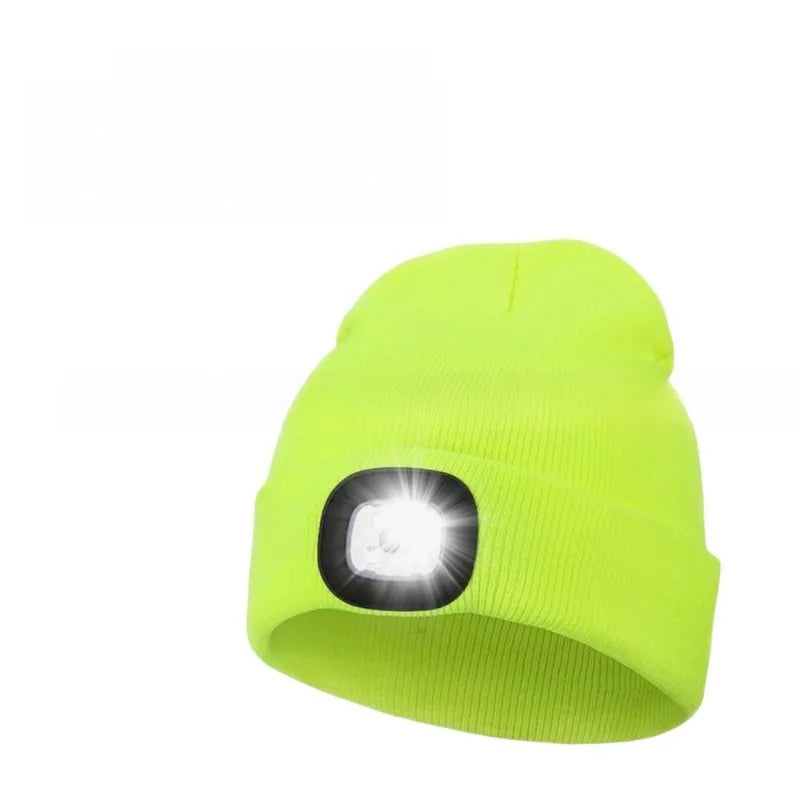 Unisex LED Knitted Beanie Hat | USB Rechargeable Headlamp Winter Warm Hat for Night Activities