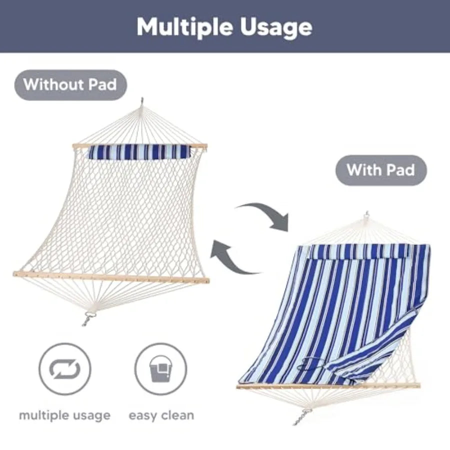 2-Person Outdoor Hammock with Hardwood Spreader Bar
