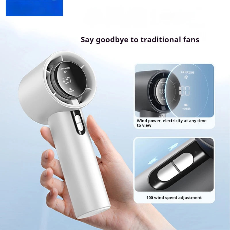 5200mAh Handheld Cooling Fan – USB Rechargeable Fan with LED Display & Cooling Plate