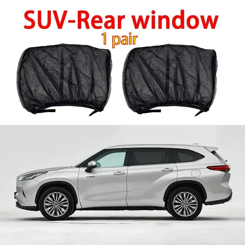 Car Window Sunshade Mosquito Net Set – Breathable UV Protection Screens for Front & Rear Windows (2PCS/4PCS)