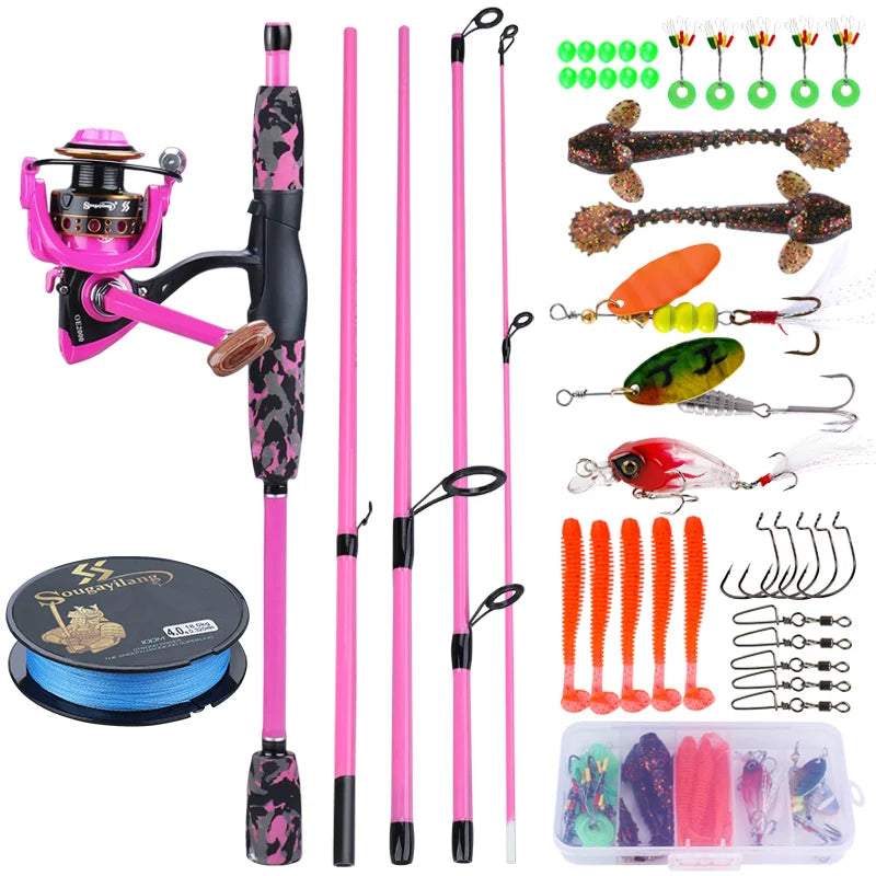 Heavy Duty Carbon Fiber Fishing Rod Combo – Portable Spinning Rod & Reel Set with Accessories
