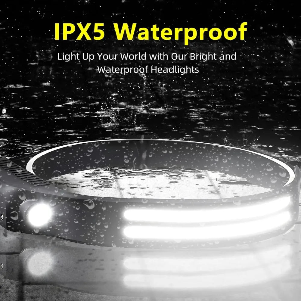 USB Rechargeable COB LED Headlamp – Waterproof Sensor Headlight for Camping & Fishing