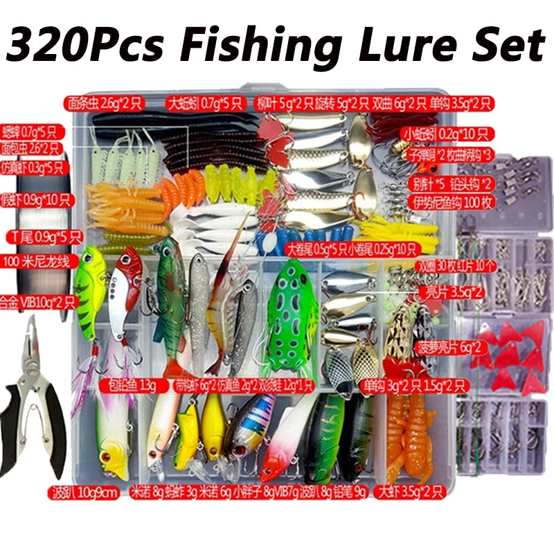 Fishing Lure Kit Set for Bass Pike Crank Tackle with Box
