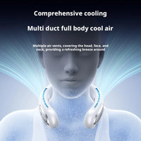 Mini Bladeless Neck Fan – USB Rechargeable Portable Hanging Fan with LED Digital Display