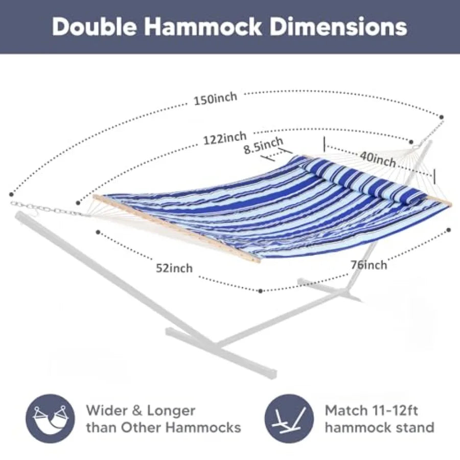 2-Person Outdoor Hammock with Hardwood Spreader Bar