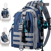 Heavy Duty Fishing Backpack Sling Bag – Multi-Compartment Tackle Storage Bag with Rod Holder