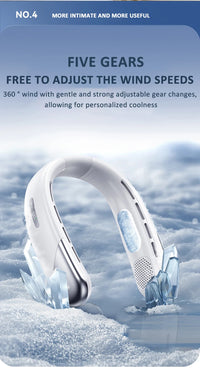 Wearable Neck Fan with LED Display – 360° Portable Cooling Fan, 5 Speeds & Low Noise Design