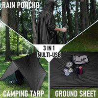 3-in-1 Waterproof Rain Poncho for Camping & Hiking