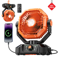 20000mAh Rechargeable Camping Fan – 8-Speed Portable Tent Fan with LED Lantern, Remote & Hook