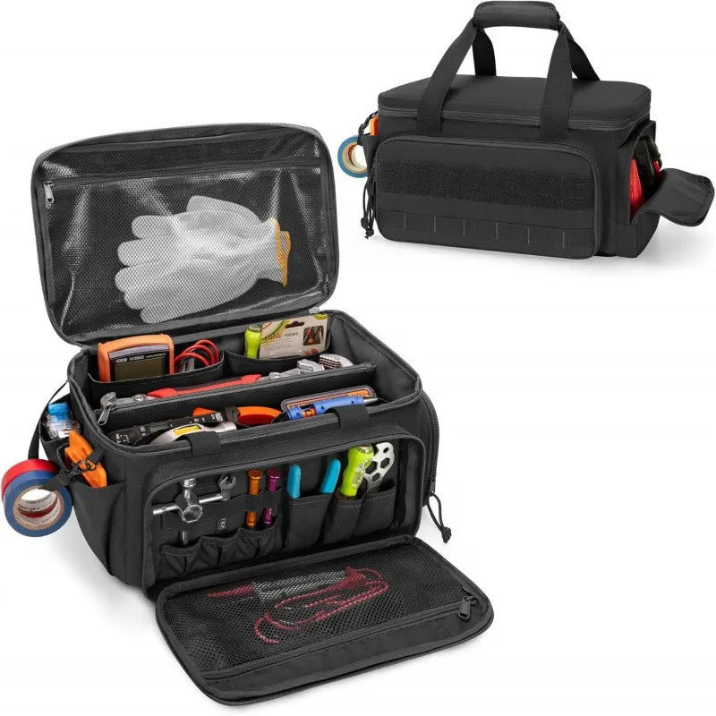Heavy Duty Multi-Pocket Tool Bag – Wide Opening Outdoor Storage Bag for Tools & Gear