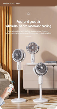 360° Quiet Floor Fan – Powerful Adjustable Height Standing Fan with Remote Control