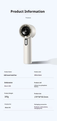 5200mAh Handheld Cooling Fan – USB Rechargeable Fan with LED Display & Cooling Plate