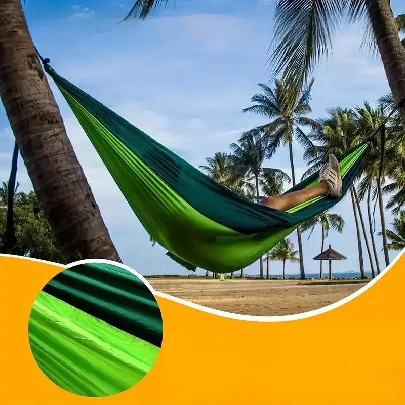 Portable Heavy Duty Double Camping Hammock – Anti-Roll Outdoor Hammock for Hiking, Beach & Backyard Use