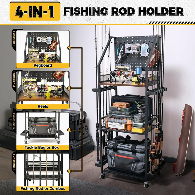 Fishing Rod Bracket, Fishing Equipment Holder , Fishing Cart Fishing Rod Tackle Box Reel Storage Rack