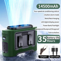 Socoolfan 14500mAh Wearable Waist Fan – Portable Dual Air Vent Fan for Travel, Sports & Outdoor Work