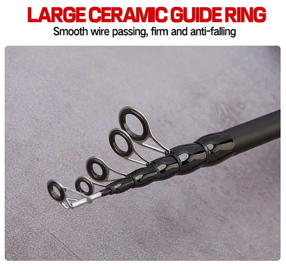 Ultra Lightweight Telescopic Baitcasting Fishing Rod – Carbon Fiber Spinning & Casting Rod with Wooden Handle