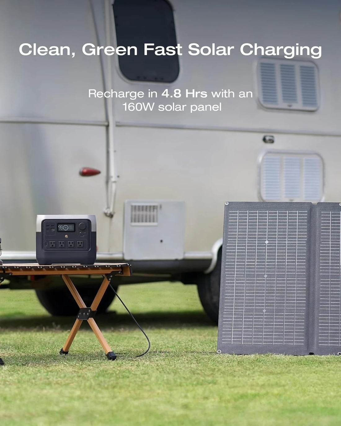 Portable Power Station PRO 768Wh with 160W Solar Panel – LiFePO4 Battery, 4 AC Outlets, 70-Min Fast Charging for Camping, RV & Emergency Backup