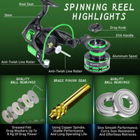 Heavy Duty 2-Section Fishing Rod & Reel Combo – Carbon Fiber Spinning Pole Set for Freshwater Fishing