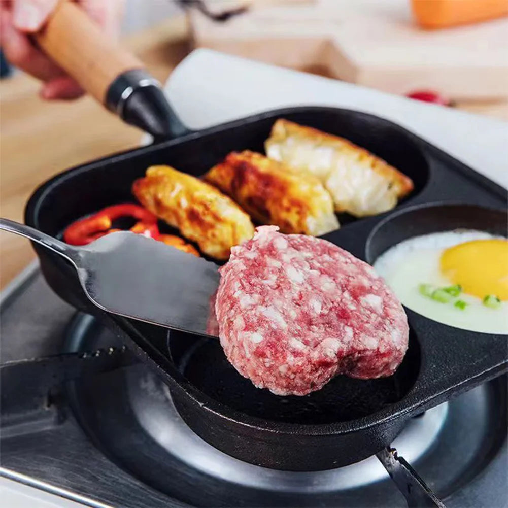 Iron Cast 3-in-1  Egg Frying Pan with  Handle Egg Cooker Pan Nonstick Egg Pan for Gas Stove & Induction Cooker