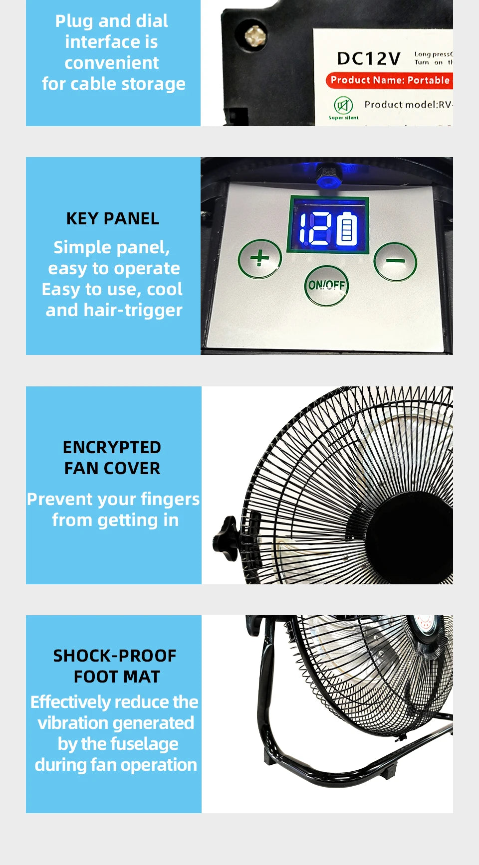 Battery Operated Solar Fan – Portable Indoor & Outdoor Fan with USB Phone Charging Output