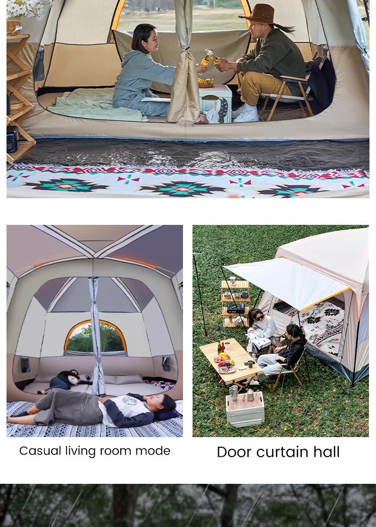 Upgraded 4 Season Camping Tent 3-12 Person Waterproof Windproof Double Layer 2 Room Family Outdoor Backpacking Equipment