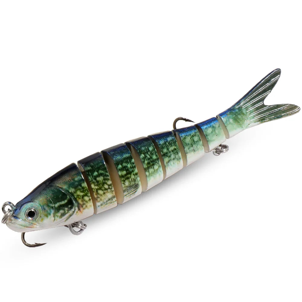 8-Segment Swimbait Fishing Lure – Slow Sinking Jointed Bass & Carp Hard Bait with Treble Hooks
