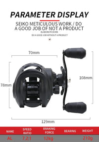 Ultra Lightweight Baitcasting Reel – High Speed Magnetic Brake Fishing Reel (12KG Max Drag)