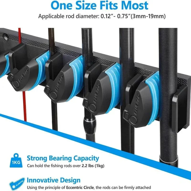 Wall Mounted Fishing Rod Holder Rack – Vertical & Horizontal Storage Organizer for Up to 9 Rods